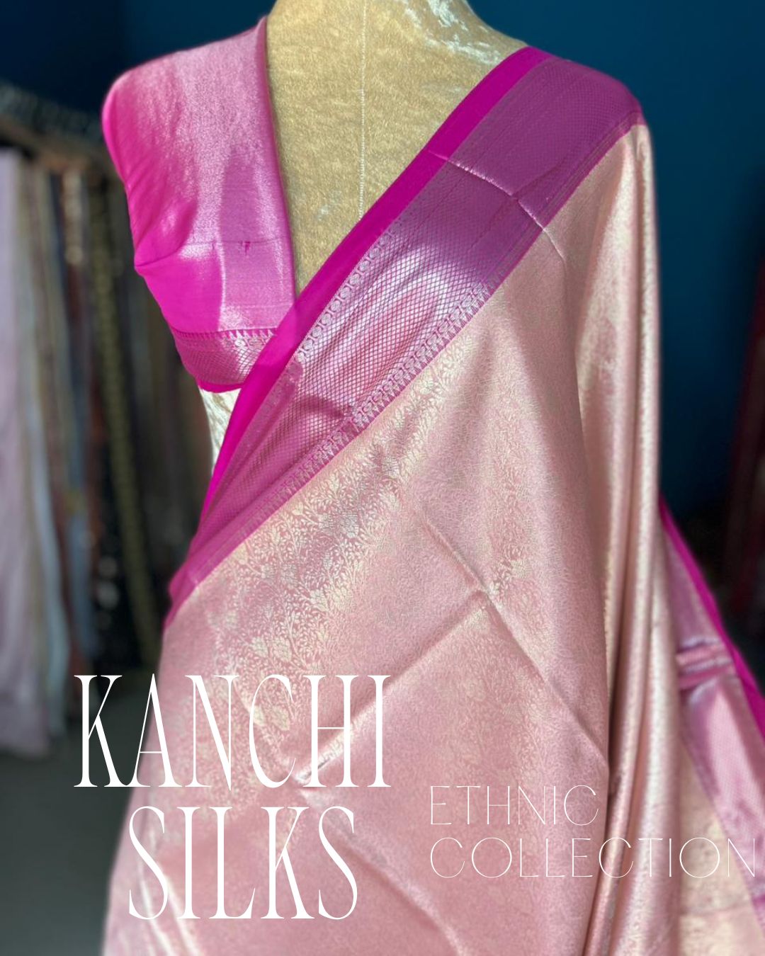 Kanchi Silk Saree - Peach Brocade