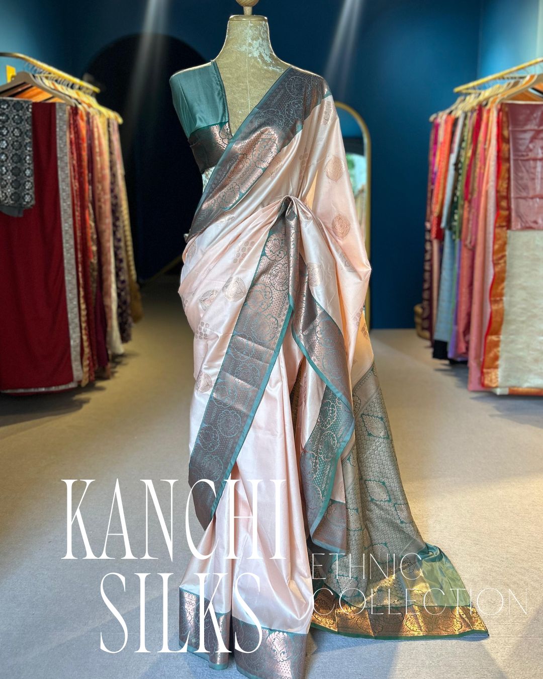 Kanchi Silk Saree - Cream Peach