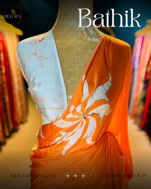 Orange Bathik Saree (0207)