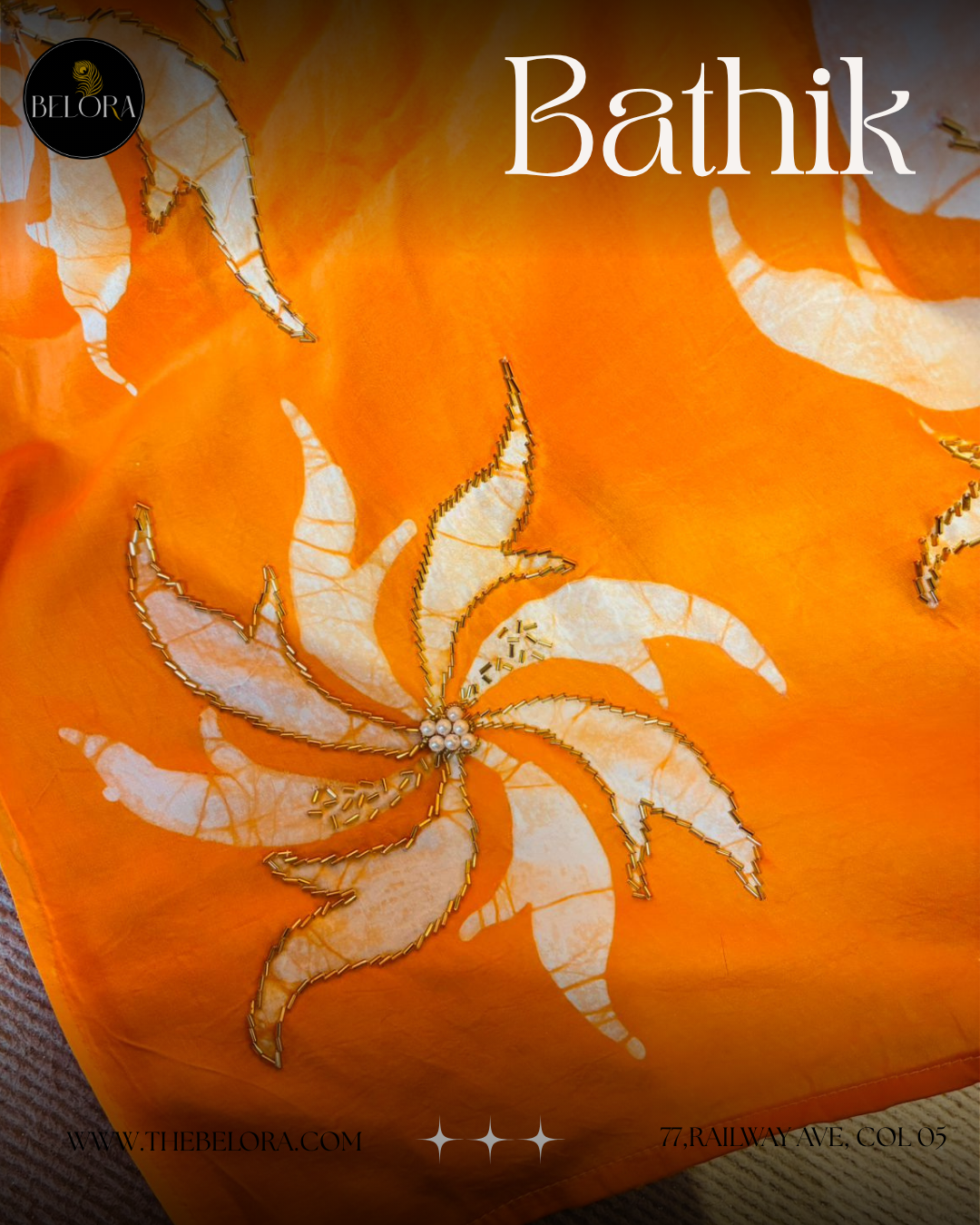 Orange Bathik Saree (0207)