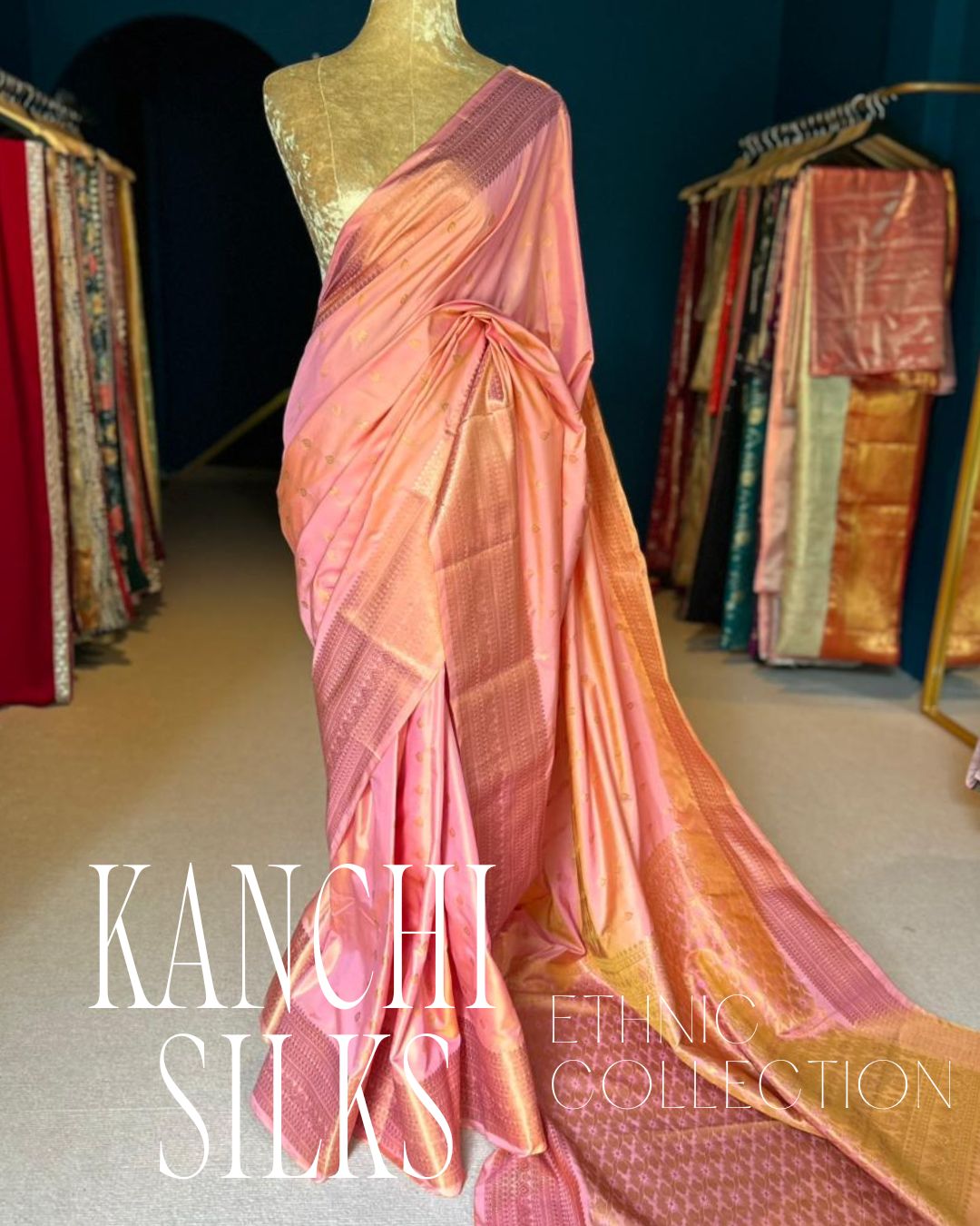 Kanchi Silk Saree - Peach