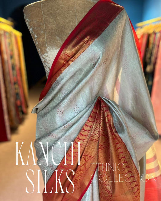 Kanchi Silk Saree - White Brocade