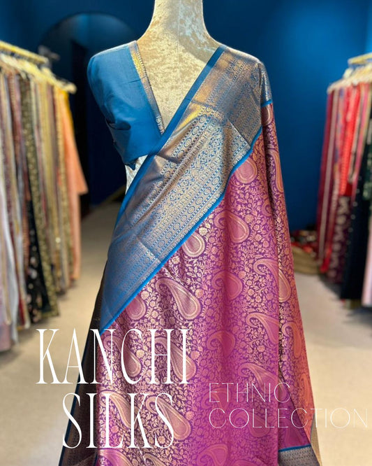 Kanchi Silk Saree - Purple Brocade