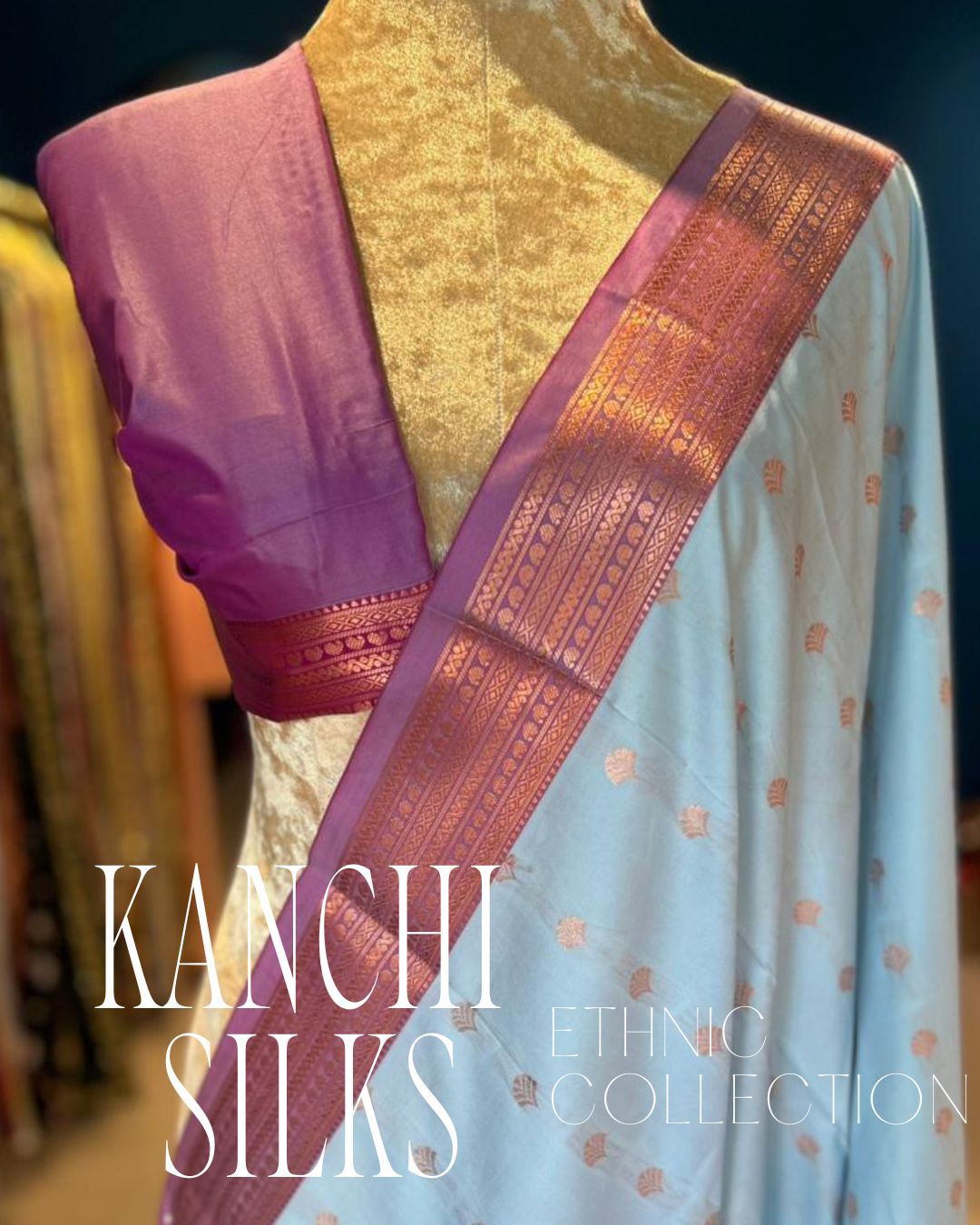 Kanchi Silk Saree - Light Blue