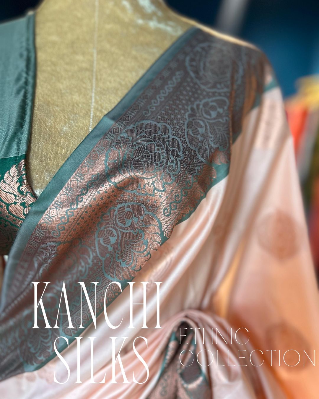 Kanchi Silk Saree - Cream Peach