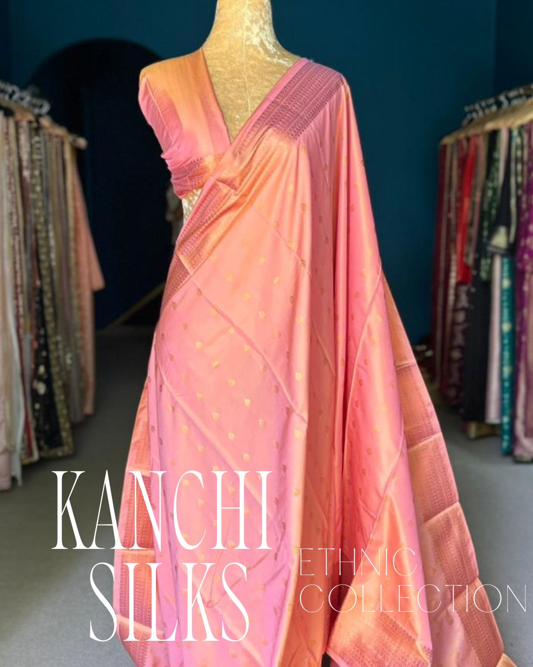 Kanchi Silk Saree - Peach