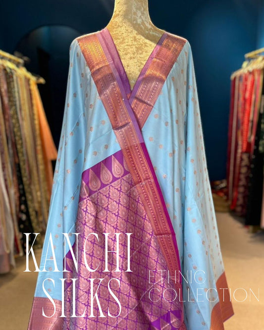 Kanchi Silk Saree - Light Blue