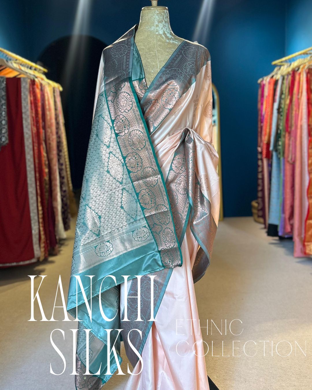 Kanchi Silk Saree - Cream Peach