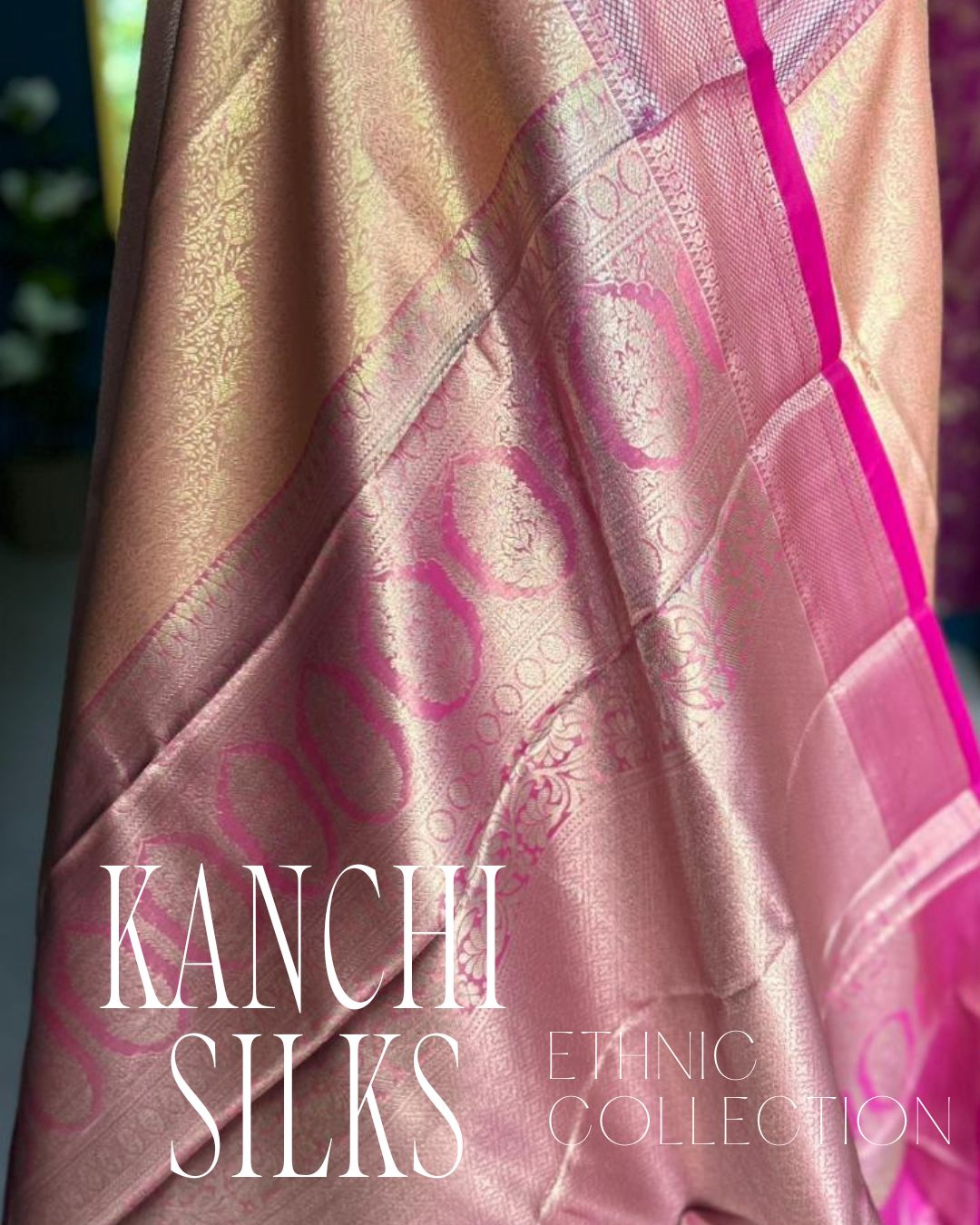 Kanchi Silk Saree - Peach Brocade