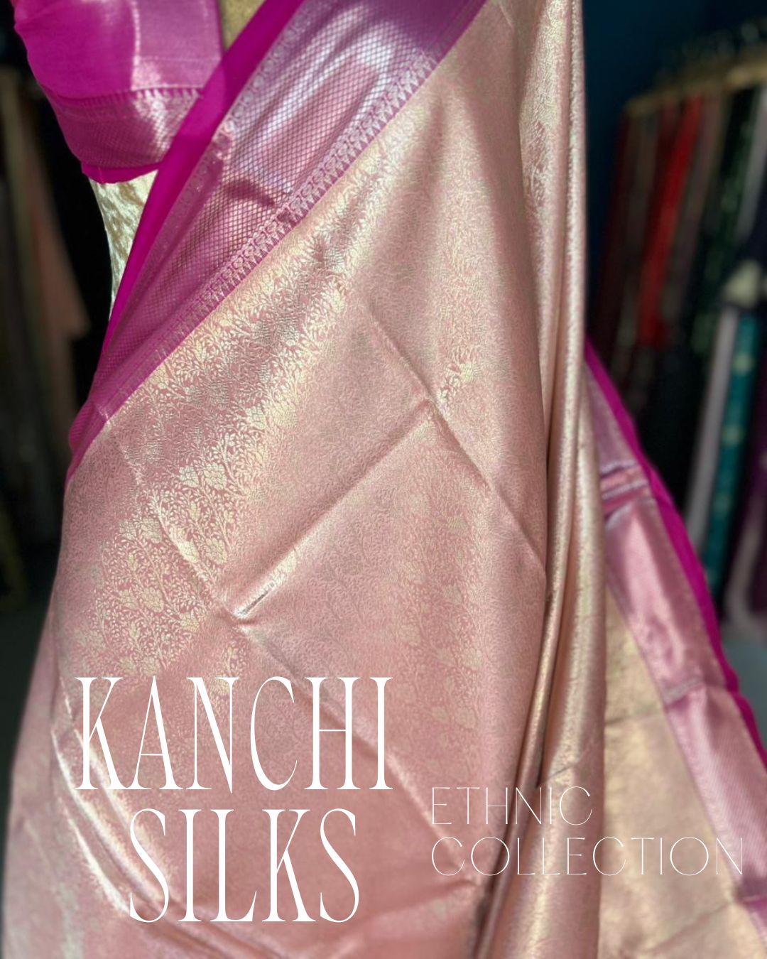 Kanchi Silk Saree - Peach Brocade