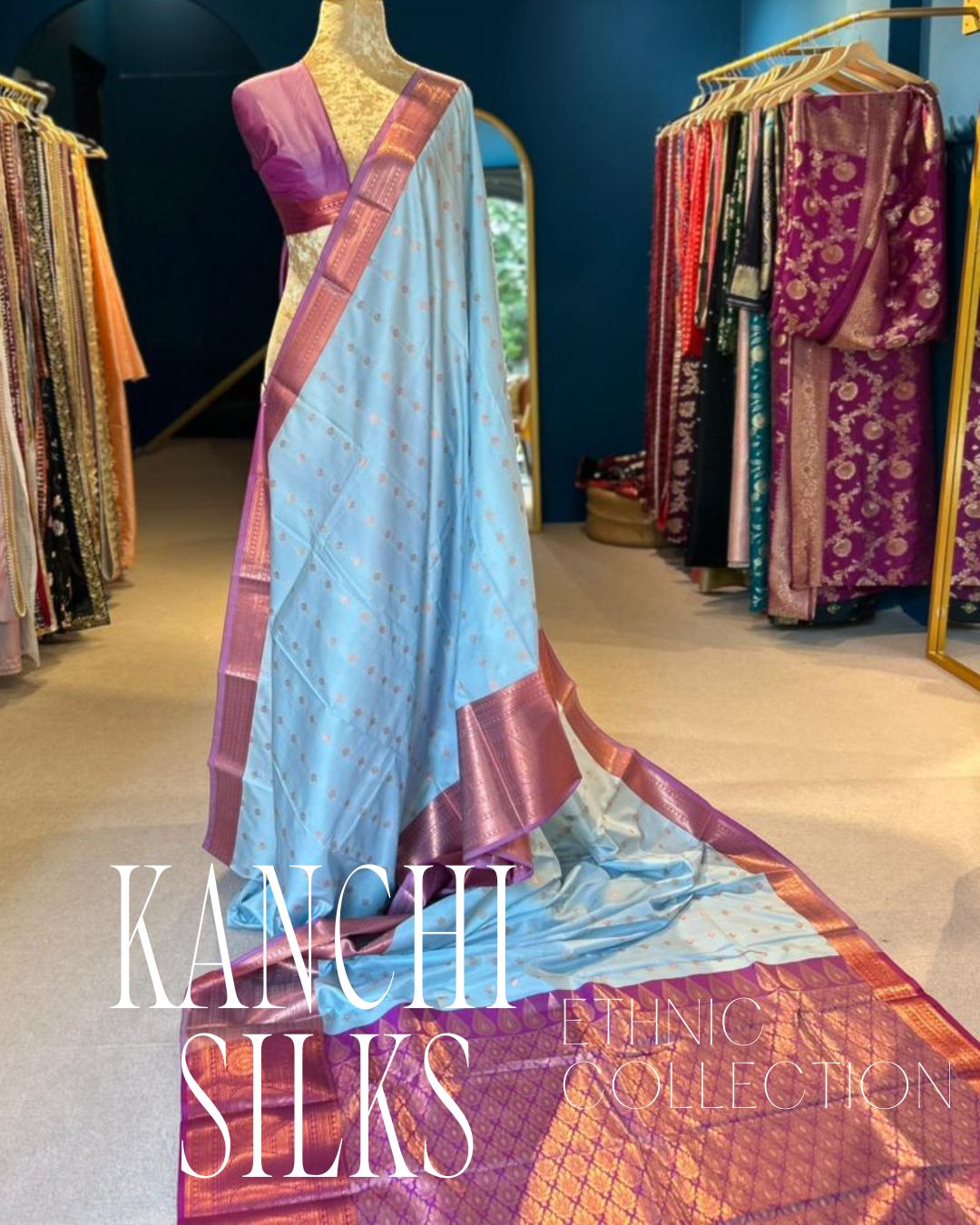 Kanchi Silk Saree - Light Blue